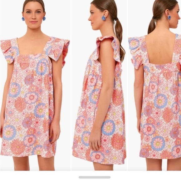Tuckernuck Dresses & Skirts - Tuckernuck Pink Floral Linen Cameron Dress Size S
